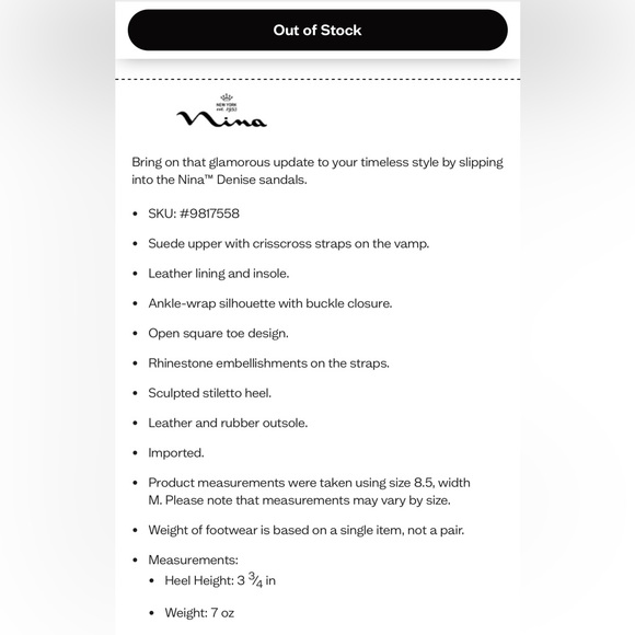 *New, never worn* Nina Denise strappy heels in “True Silver Reflective” size 7 - Picture 7 of 7